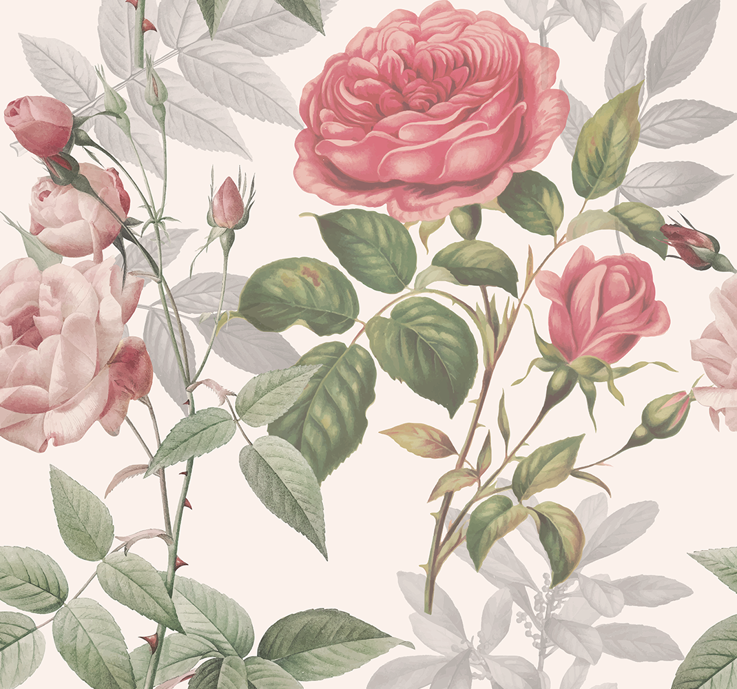 Vinyl teppich natur große rosen - TenStickers