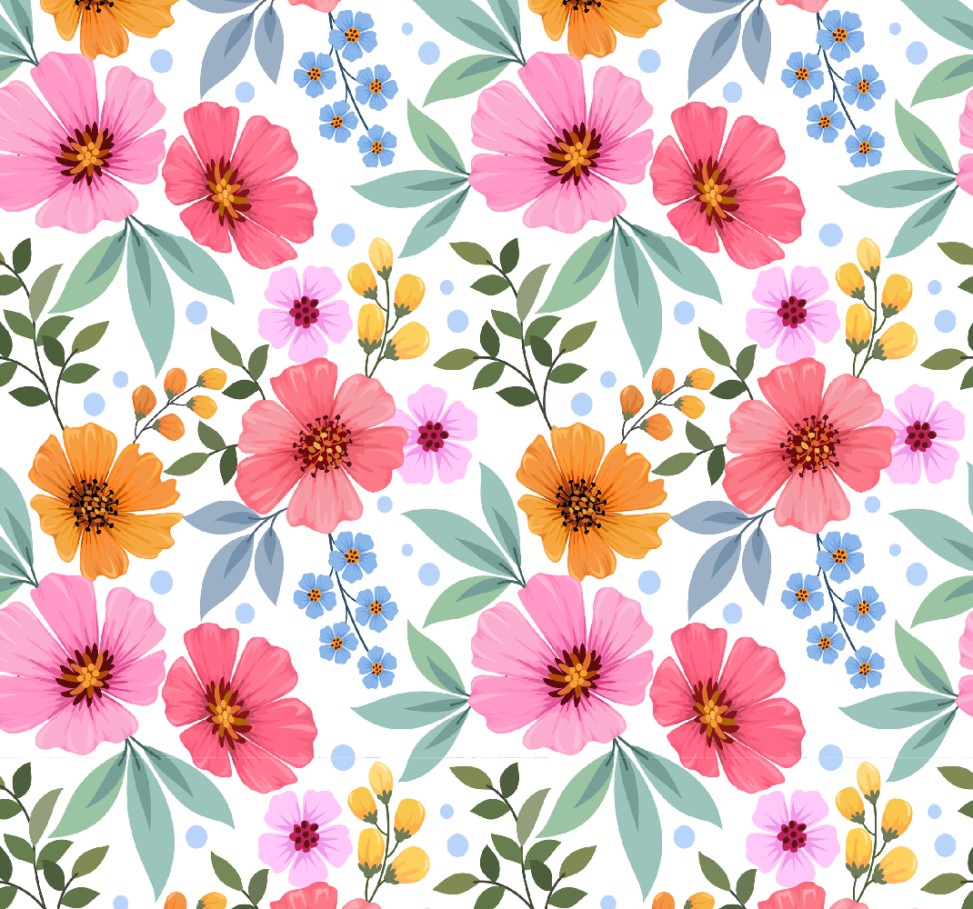 Vinyl teppich natur mit bunten blumen auf weiß - TenStickers