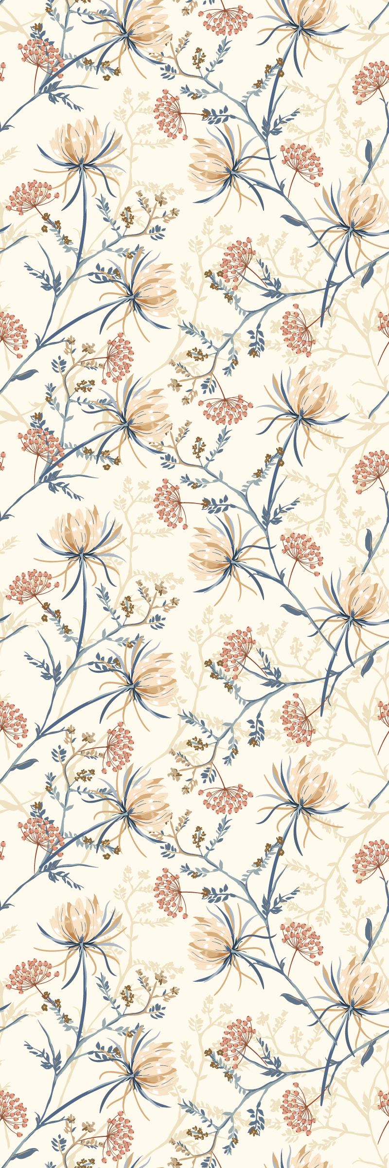 Vinyl teppich natur mit vintage blumenmuster - TenStickers
