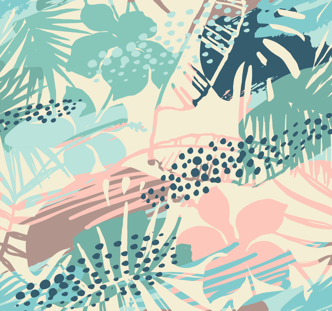 Vinyl teppich natur mit tropischem blumenmuster - TenStickers