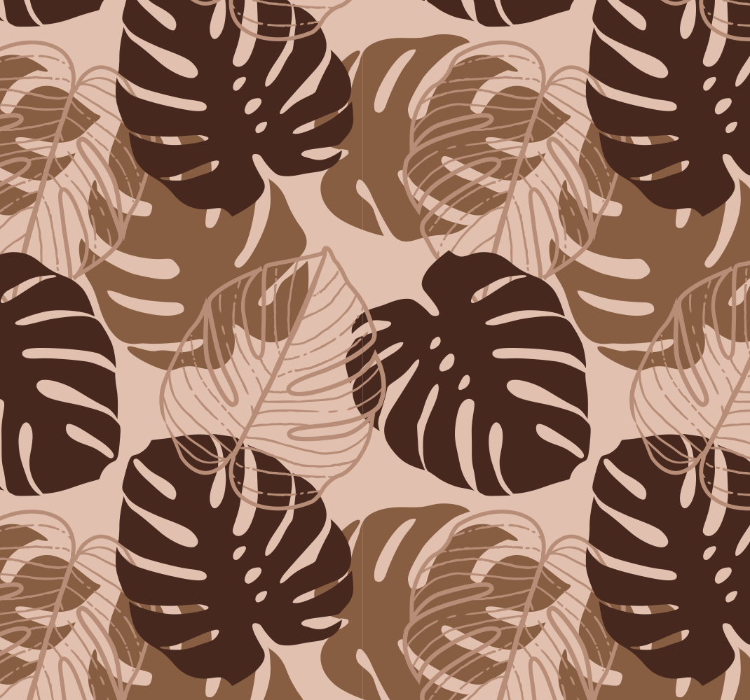 Vinyl teppich natur in braun mit monstera deliciosa - TenStickers