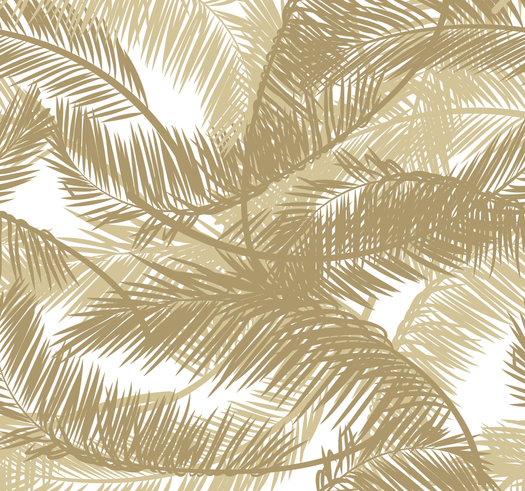 Vinyl teppich natur mit goldenen palmenmotiven - TenStickers