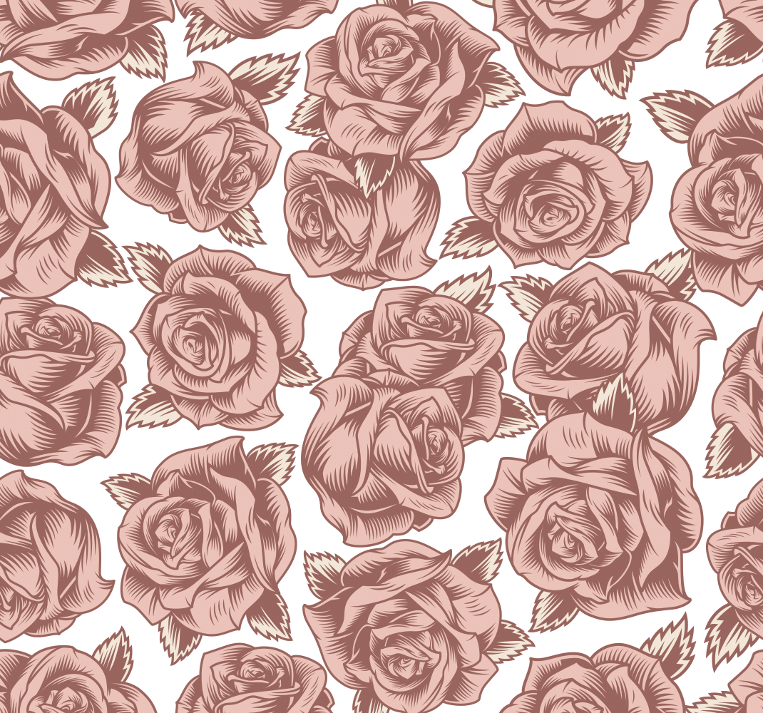 Vinyl teppich natur mit retro-rosen design - TenStickers