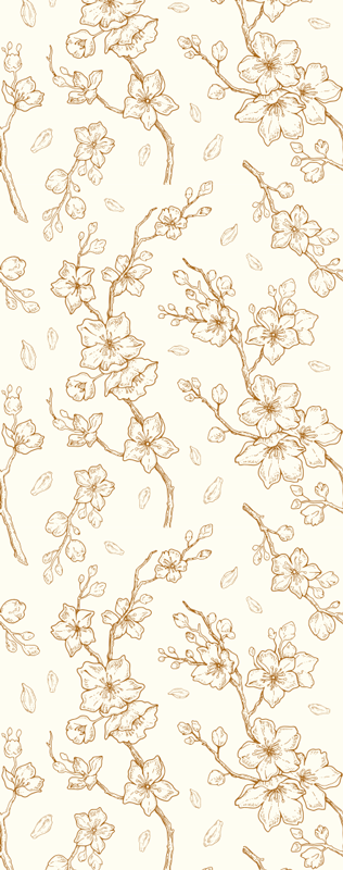Vinyl teppich natur mit cremefarbenen kirschblüten - TenStickers