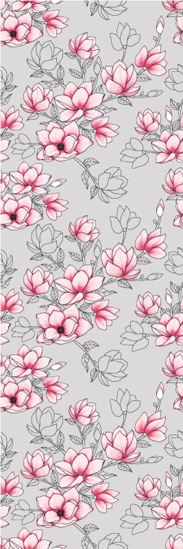 Vinyl teppich natur mit vielen magnolienblüten auf silber - TenStickers