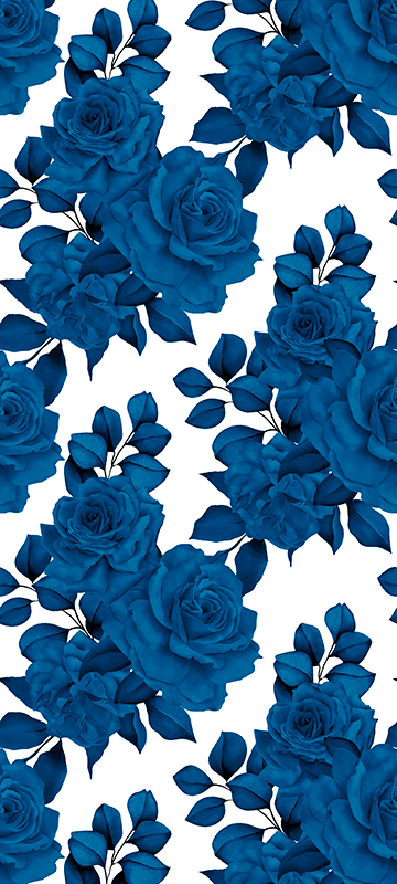 Vinyl teppich natur „neue nostalgie“ blaue blumen - TenStickers