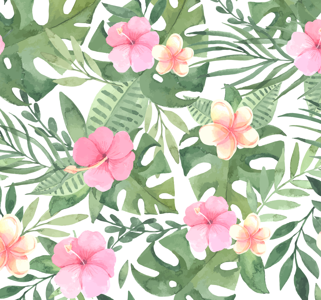 Vinyl teppich natur mit floralem tropischen muster - TenStickers