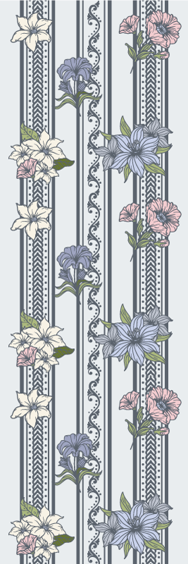 Vinyl teppich vintage mit floralen streifenmuster - TenStickers