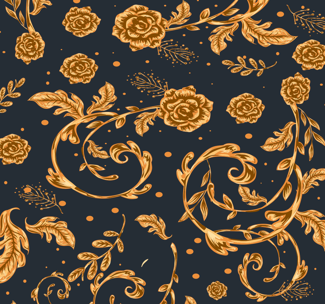 Vinyl teppich vintage mit goldenem blattmuster - TenStickers