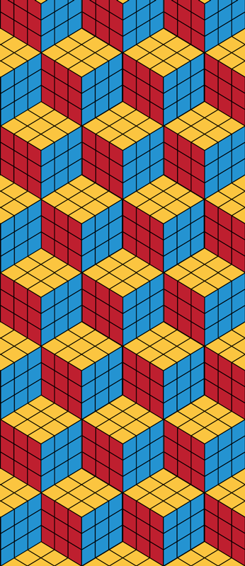 Vinyl teppich vintage im rubik's cube design - TenStickers