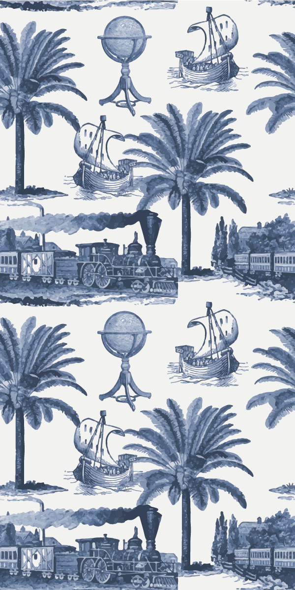 Vinyl teppich vintage mit französischem muster in blau - TenStickers