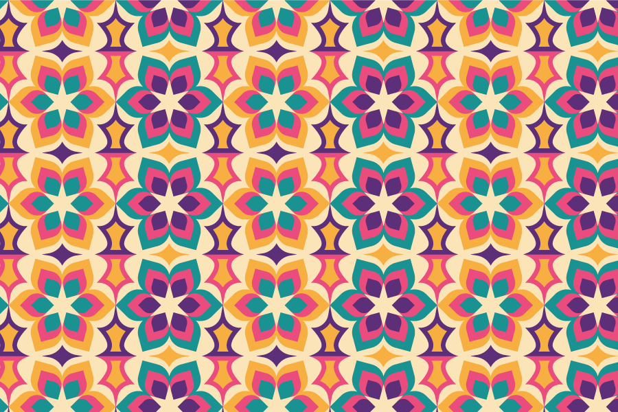 Vinyl teppich vintage 70er jahre blumen - TenStickers