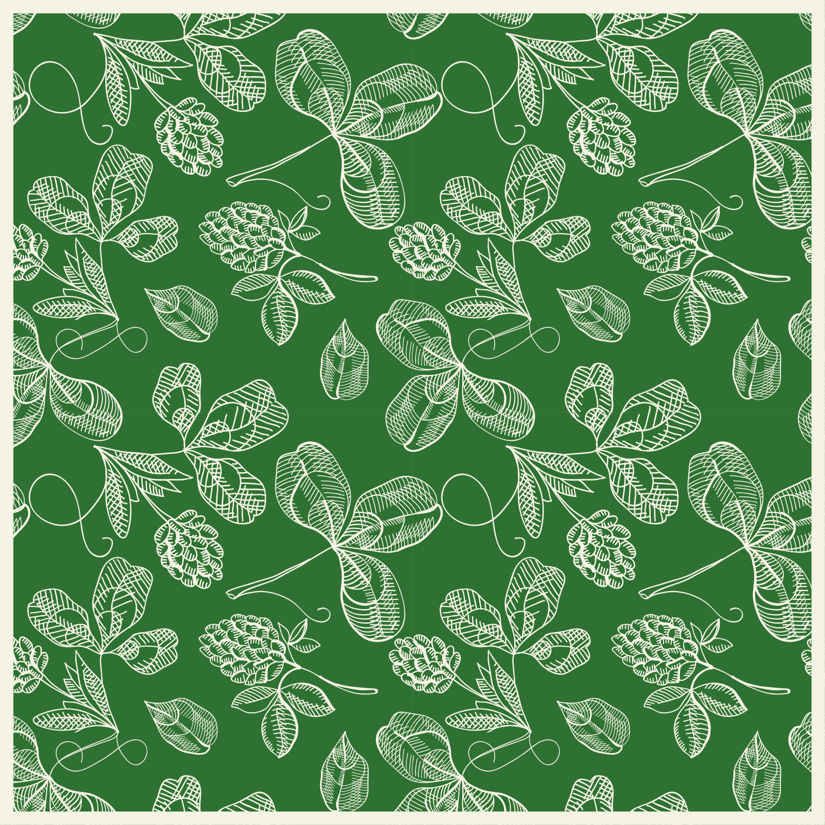 Vinyl teppich vintage muster mit grüner magnolie - TenStickers