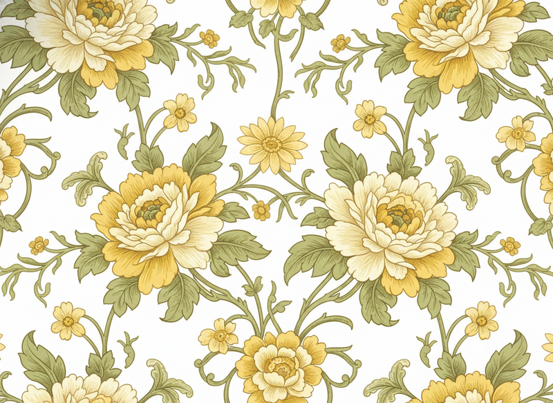 Vinyl teppich vintage mit gelben blumenmuster - TenStickers