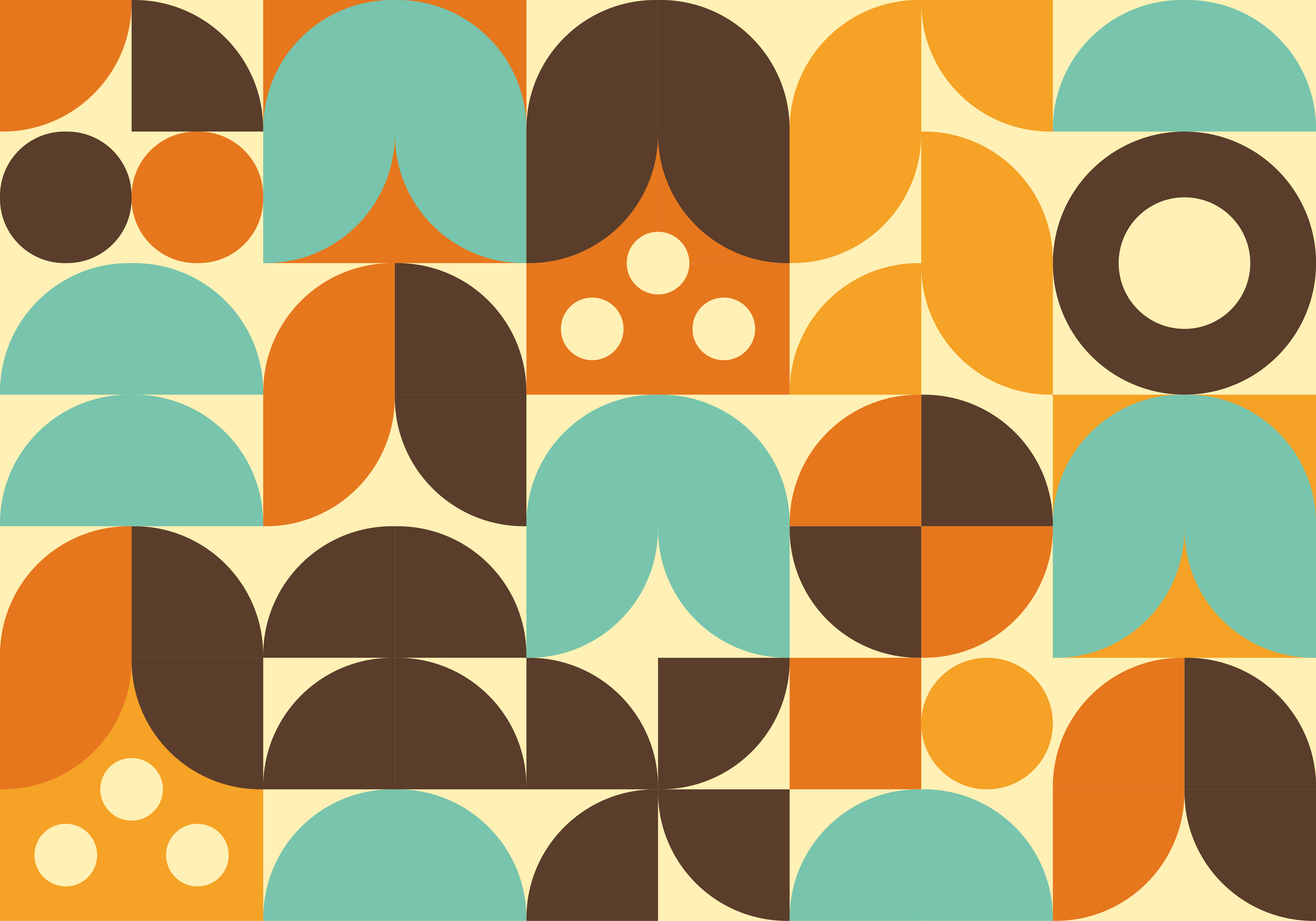 Vinyl teppich vintage geometrische abstrakte formen der 70er - TenStickers