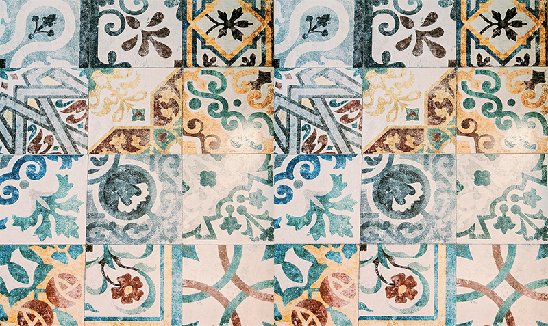 Vinyl teppich vintage im retro-mosaikmuster - TenStickers
