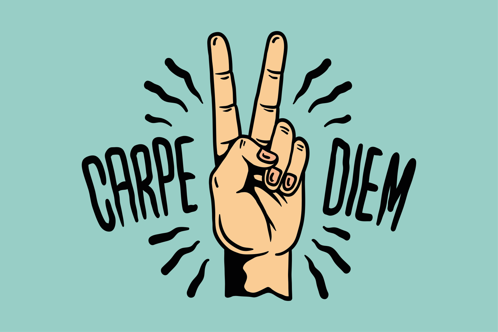 Vinyl teppich spruch carpe diem friedenshand illustration - TenStickers