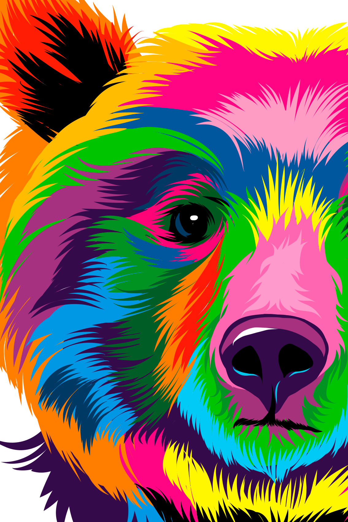 Geometrischer vinyl teppich bunter bär - TenStickers