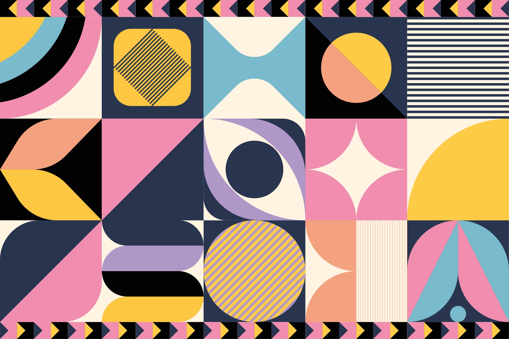 Vinyl teppich geometrisch mit vielen figuren kunst - TenStickers