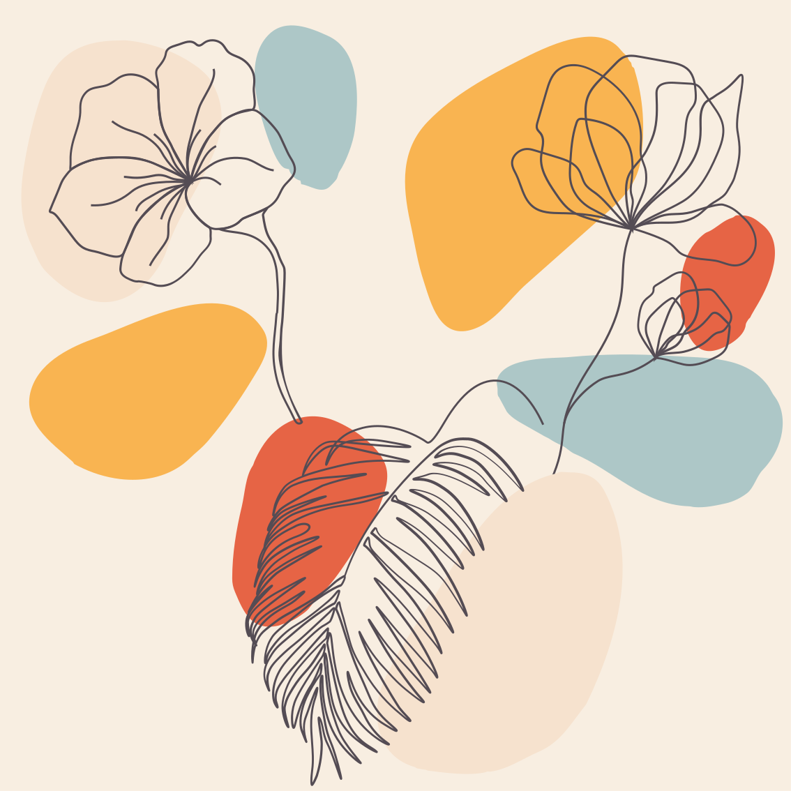 Vinyl teppich geometrisch mit botanischer wandkunst - TenStickers