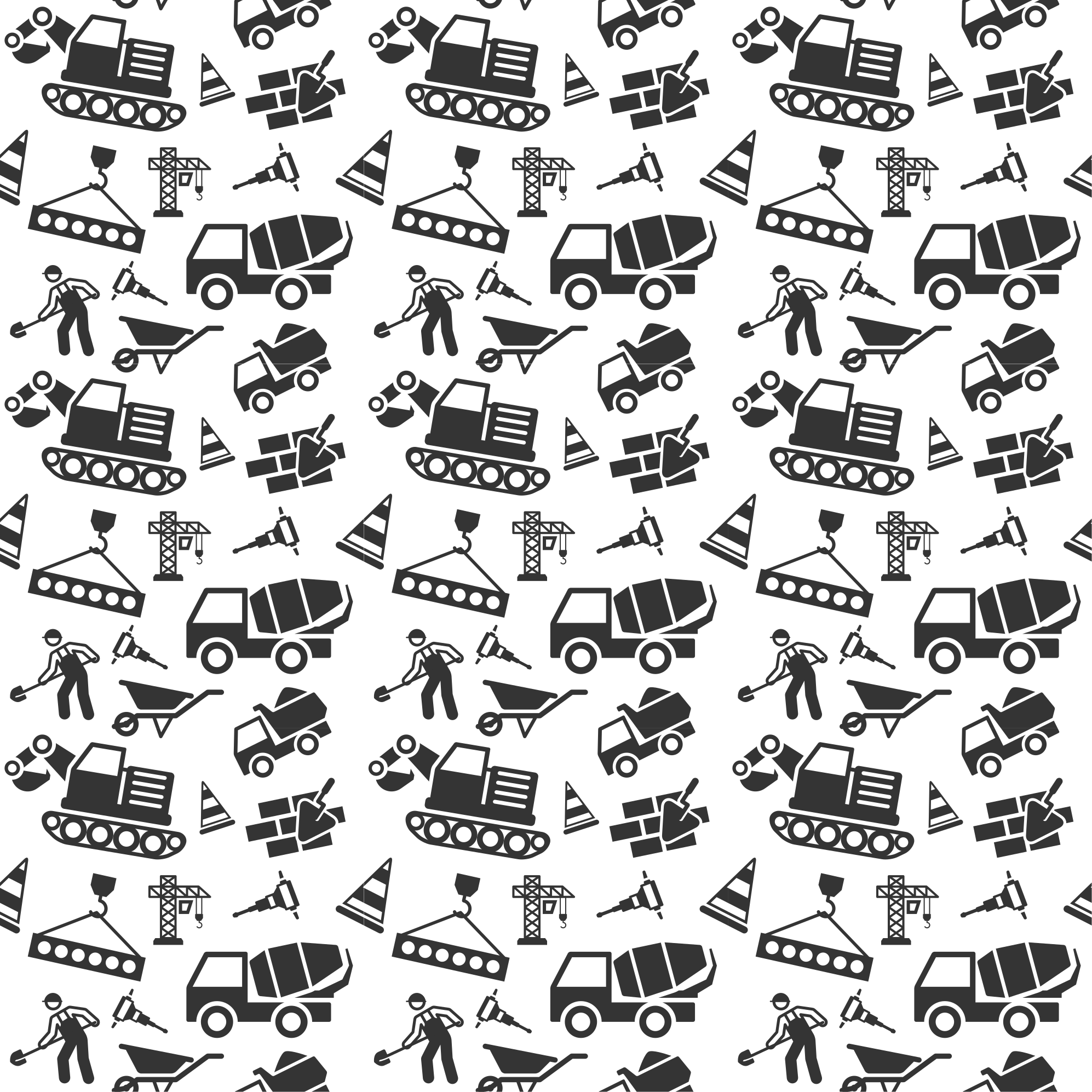 Vinyl teppich kinder in einfarbig bagger und lastwagen - TenStickers