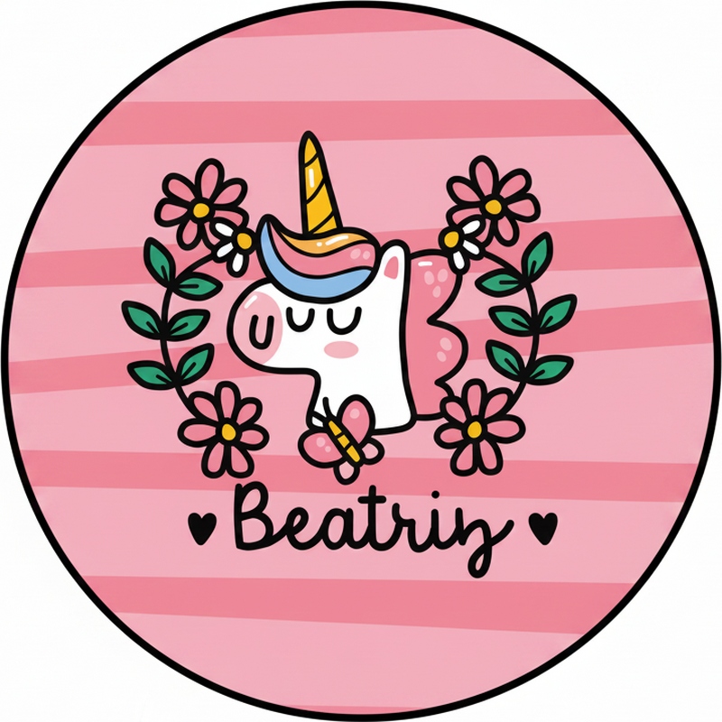 Vinyl teppich kinder mit süßem blumen-einhorn - TenStickers