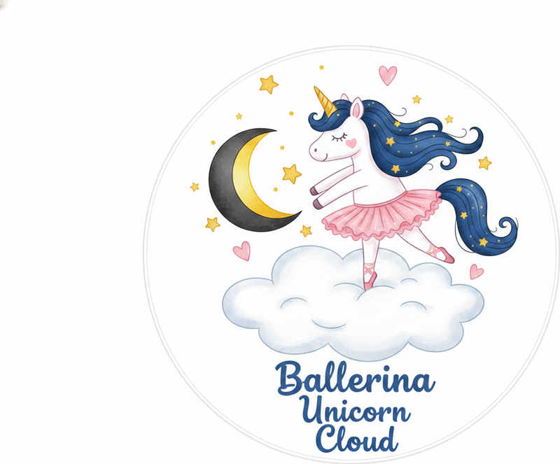 Vinyl teppich kinder ballerina einhorn auf wolke - TenStickers
