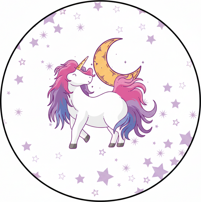 Vinyl teppich kinder einhorn und mond - TenStickers