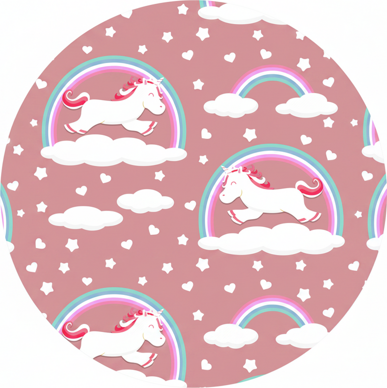 Vinyl teppich kinder mit süßem einhorn und regenbogen muster - TenStickers