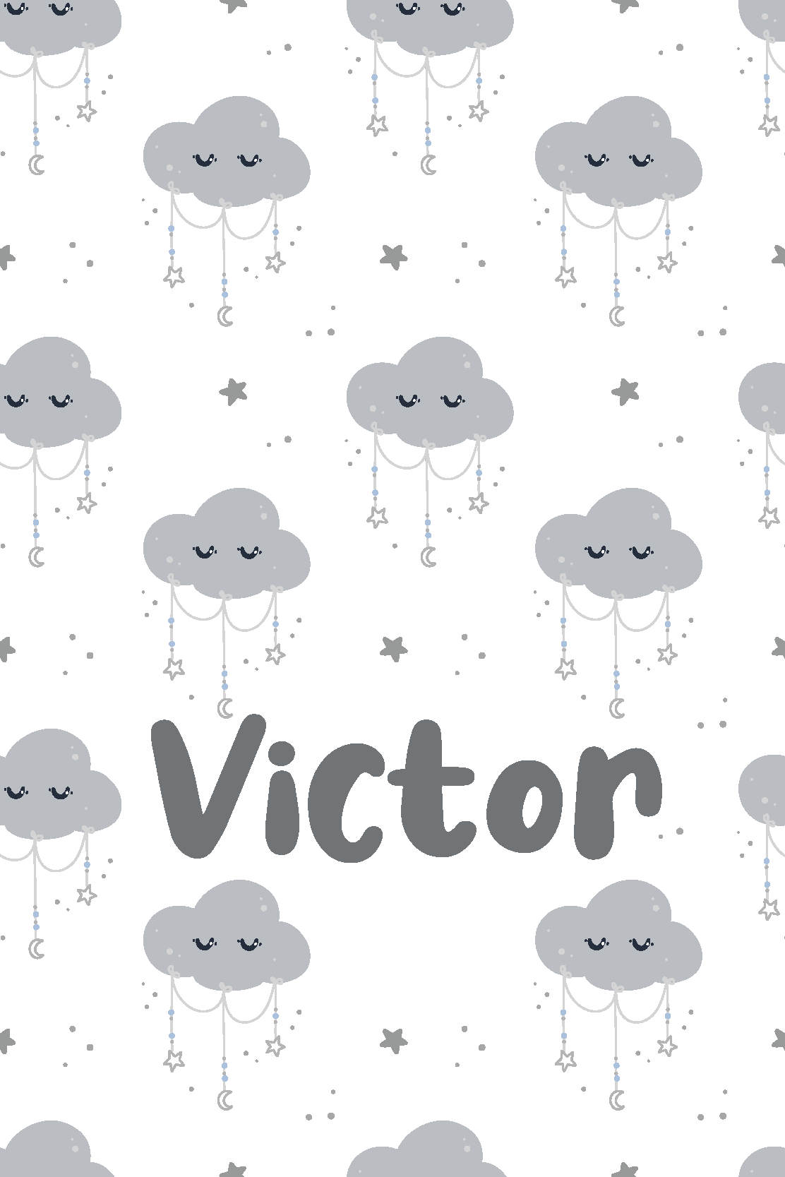 Vinyl teppich kinder personalisiertes graues muster - TenStickers