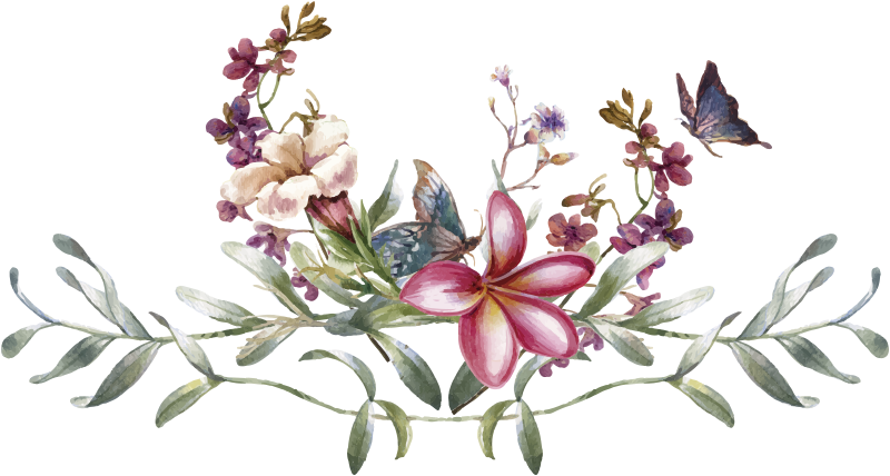 Vinyl teppich eingang aquarell schmetterlinge und blumen - TenStickers