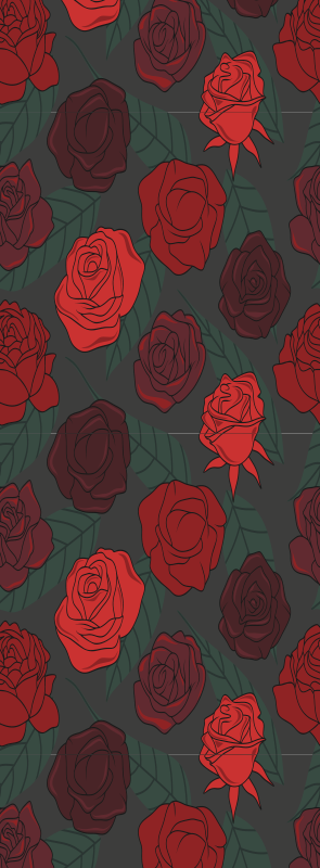 Vinyl teppich flur mit vielen rosen und blättern - TenStickers