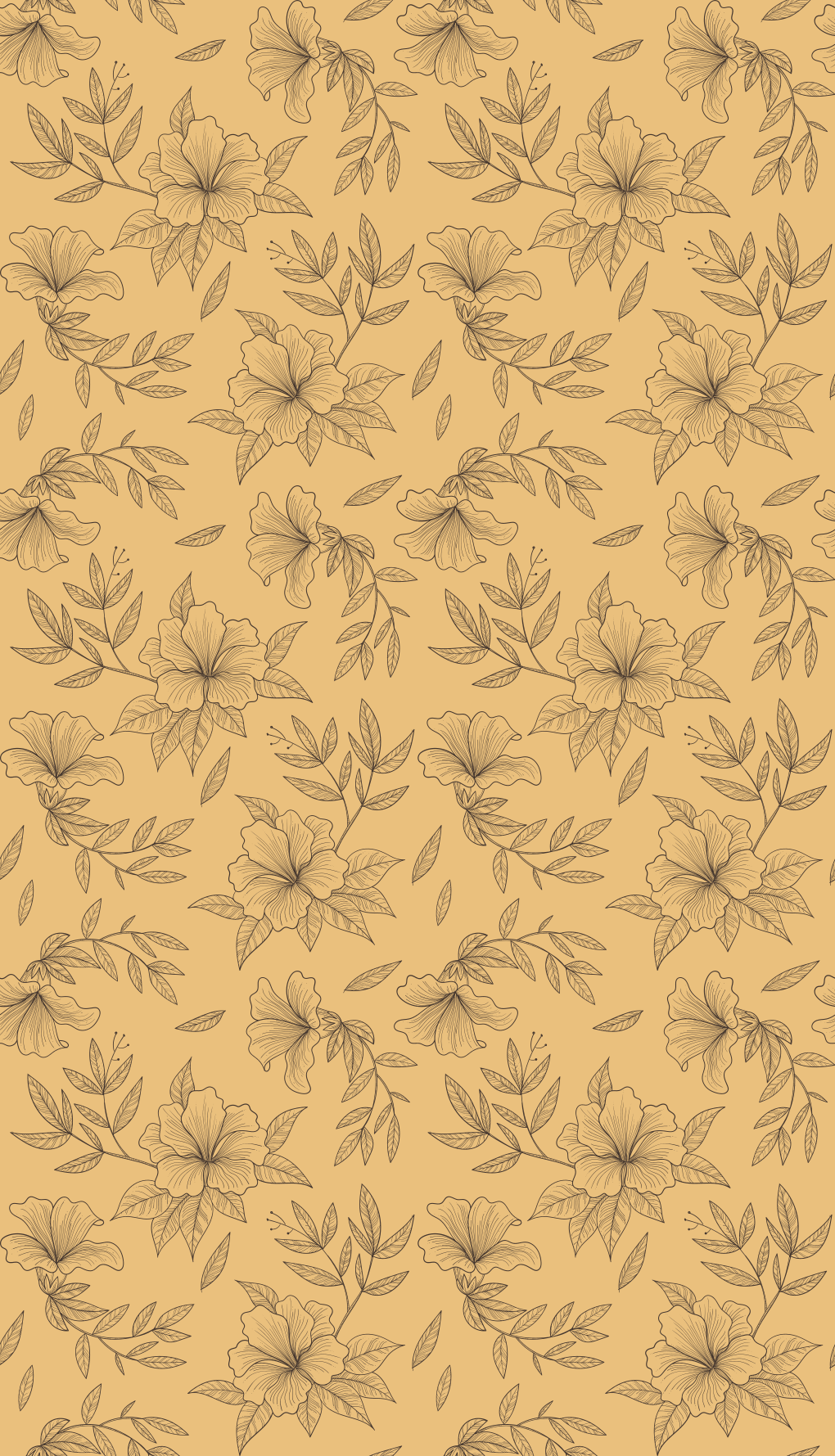 Vinyl teppich beige mit schönen silhouettenblumen - TenStickers