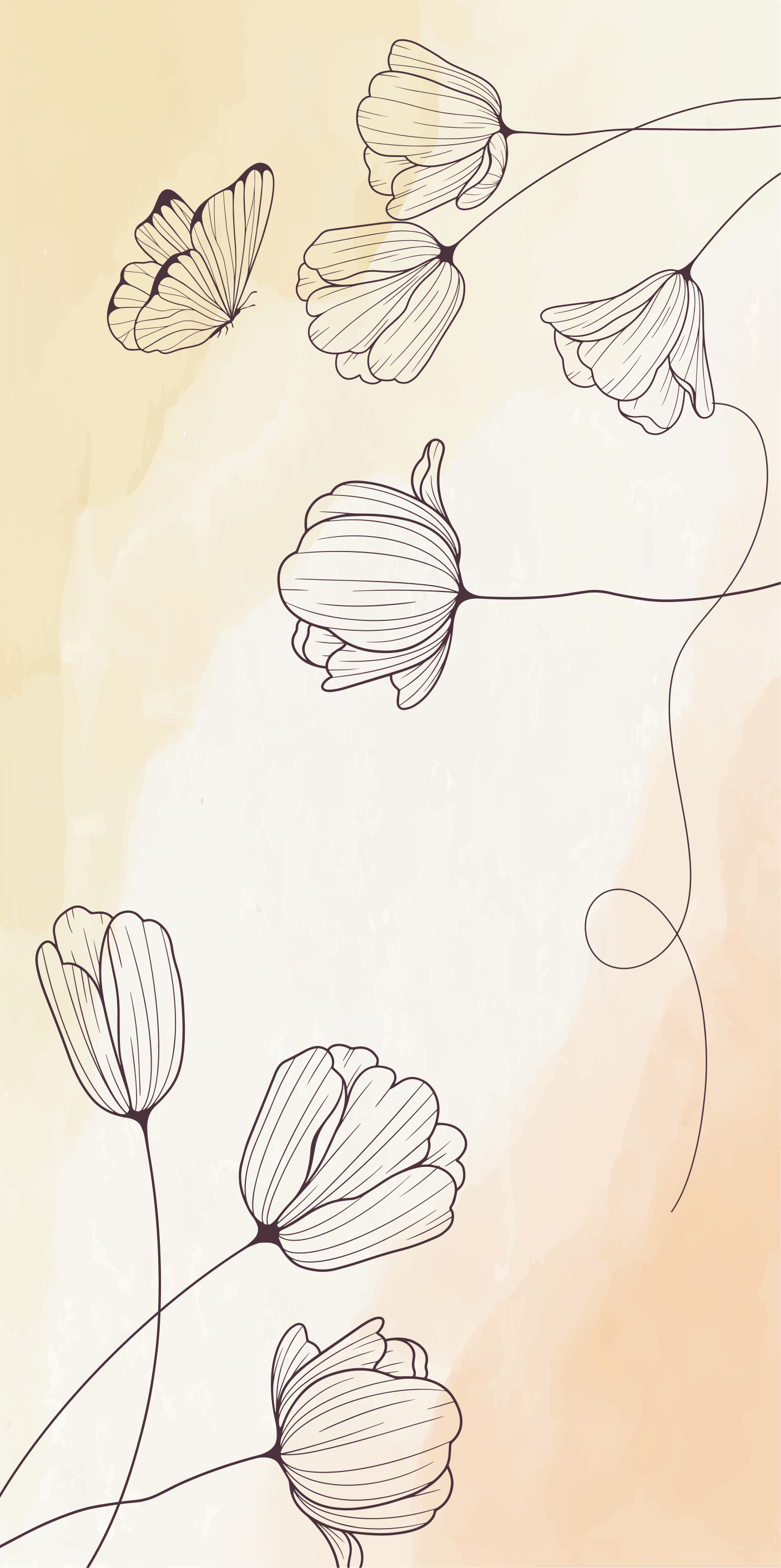 Vinyl teppich beige mit tollen blumen - TenStickers