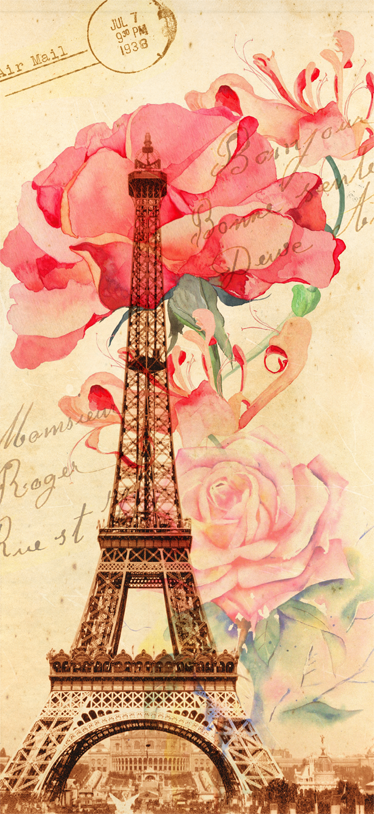 Vinyl teppich beige im retro-stil paris - TenStickers