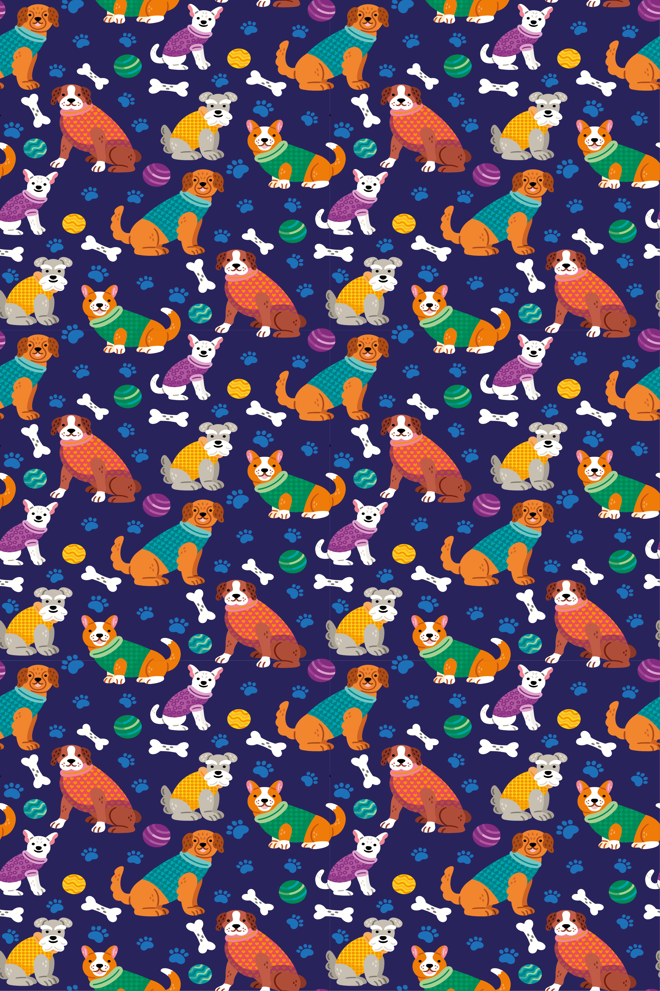 Vinyl teppich lila mit buntem hundefliesenmuster - TenStickers