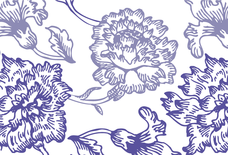 Vinyl teppich lila mit zartem lila blumenmuster - TenStickers