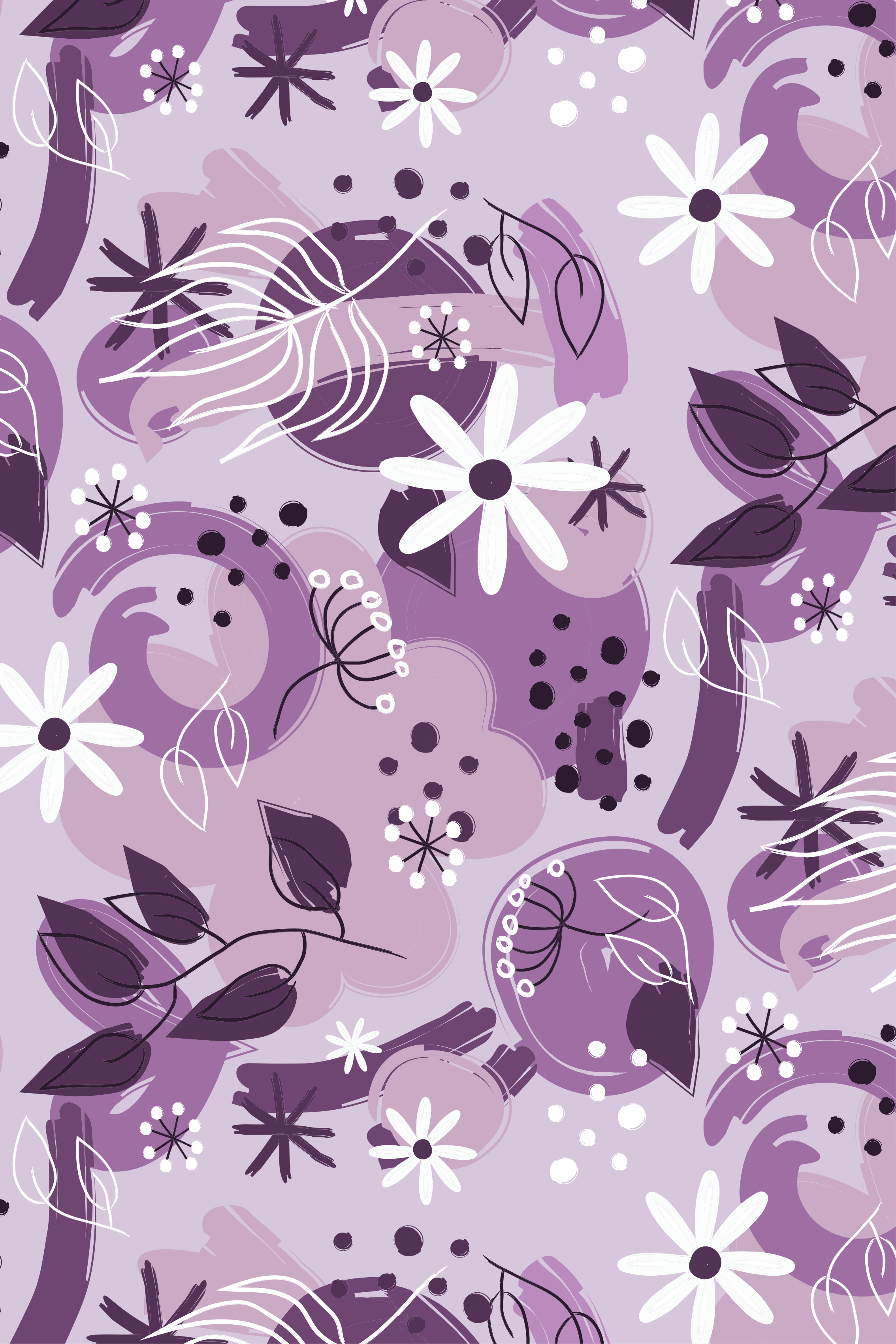 Vinyl teppich lila mit verschiedenen lila blumen - TenStickers
