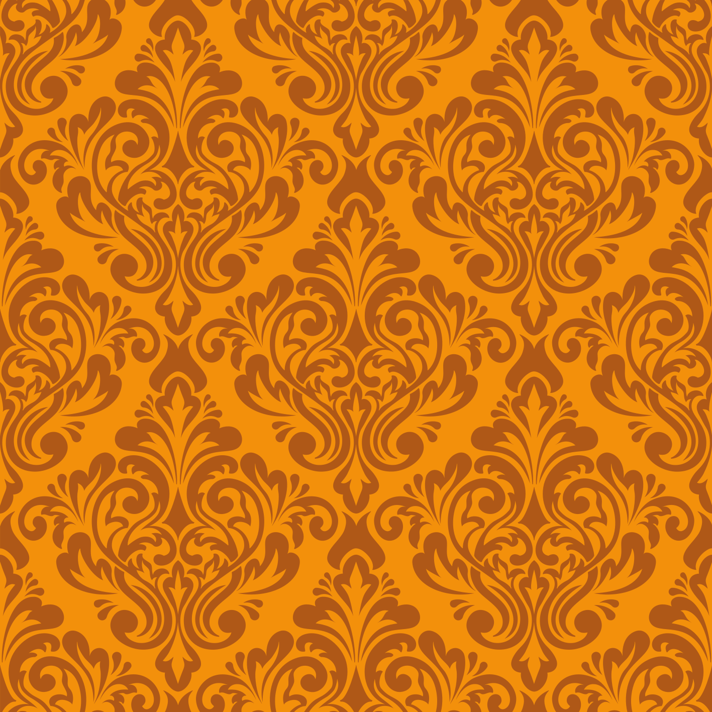 Vinyl teppich orange im vintage damask design - TenStickers
