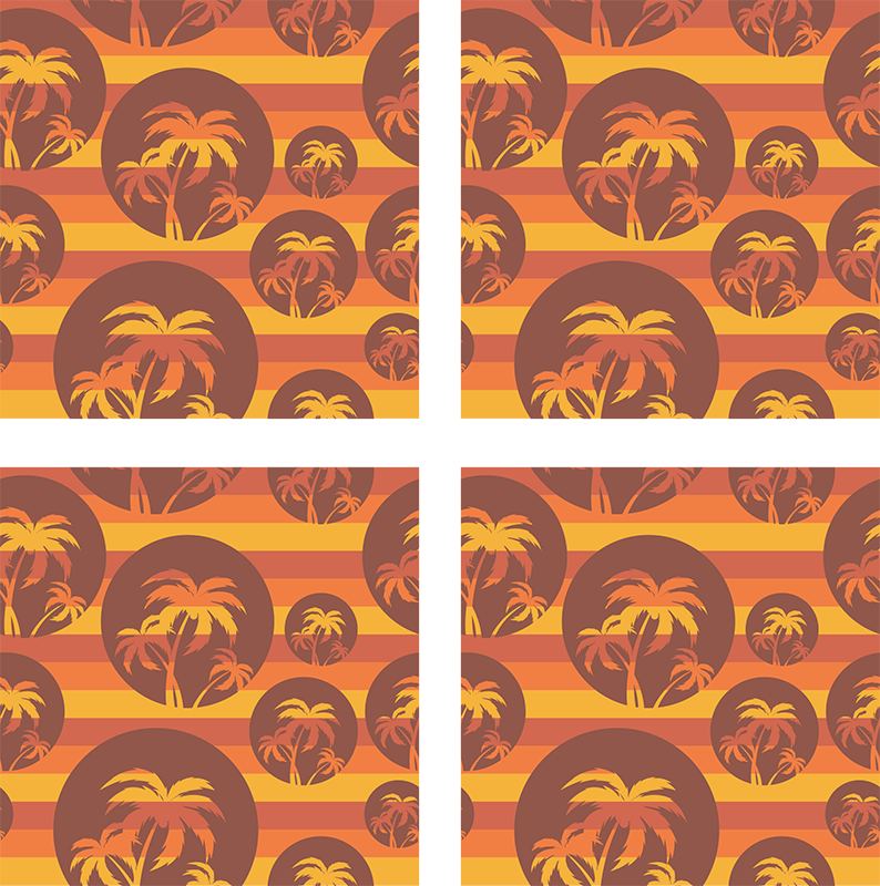 Vinyl teppich orange mit retro sonnenuntergang und palmen - TenStickers