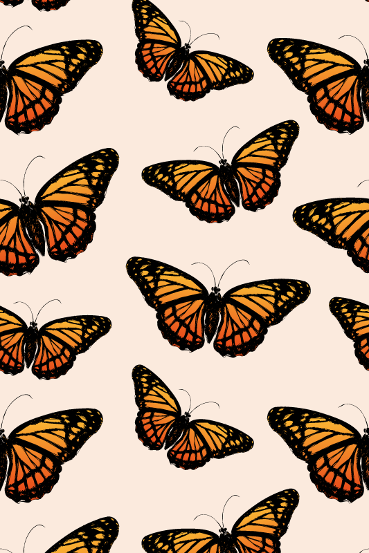 Vinyl teppich orange mit vintage monarch schmetterling - TenStickers