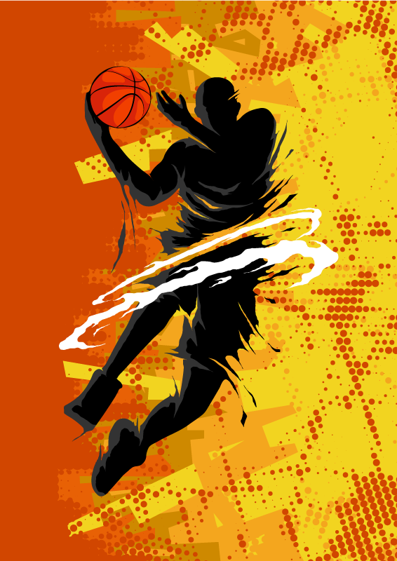 Vinyl teppich orange basketballspieler - TenStickers