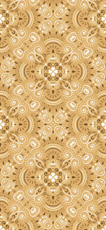 Vinyl teppich orange mit vintage beigem ornamente-muster - TenStickers