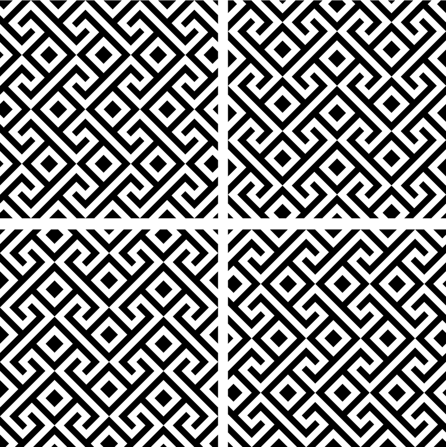 Vinyl teppich schwarz mit filigranem muster in schwarz-weiß - TenStickers
