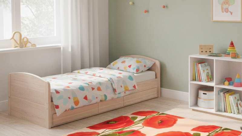 Vinyl teppich rot mit mohnblumenmuster - TenStickers