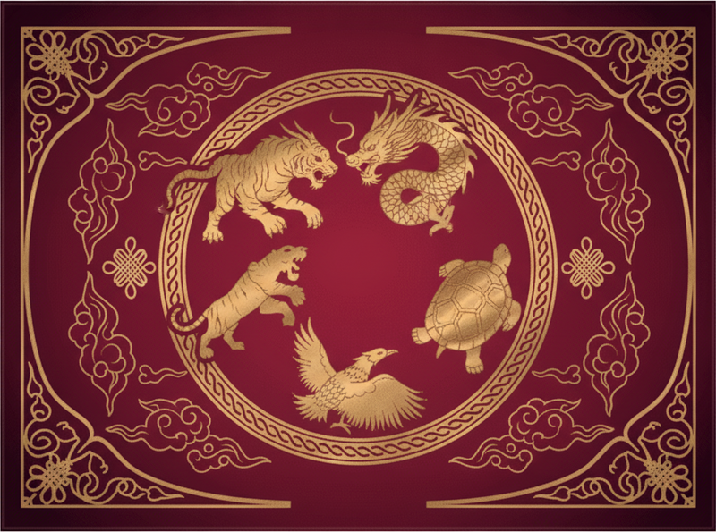 Roter vinyl teppich mit drachen und tiger - TenStickers