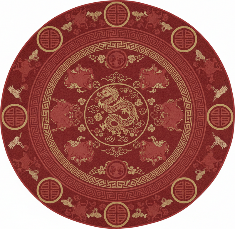 Vinyl teppich rot im chinesischen vintage-muster - TenStickers