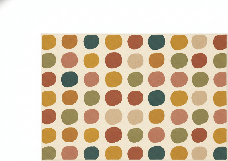 Vinyl teppich rot mit buntem boho punkte muster - TenStickers
