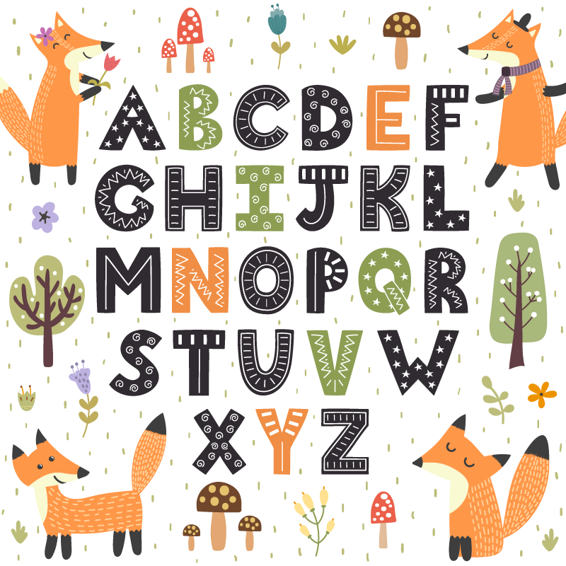 Vinylteppich Schlafzimmer alphabetical Forest Animals - TenStickers