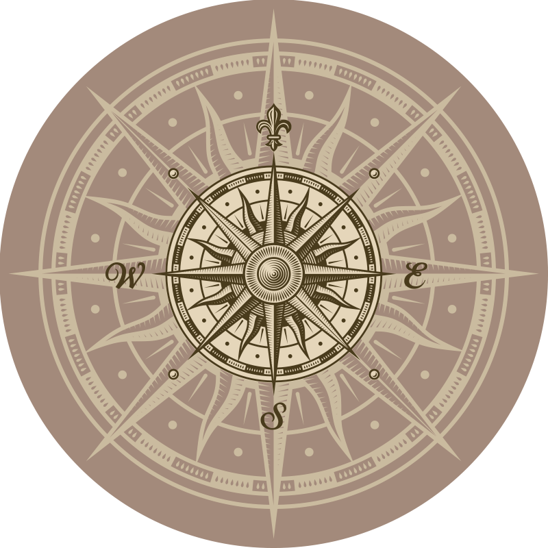 Wundervoller runder vintage kompass vinyl teppich - TenStickers